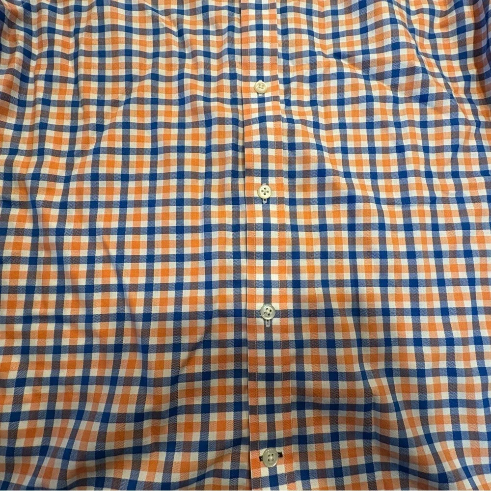 Banana Republic Orange and Blue Check Button-Down Non Iron Tailored Shirt Med